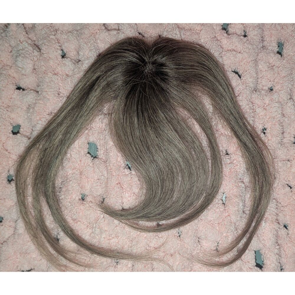 Ms Taj 360° Cover Clip in Bangs Hair Piece Ombre Brown Human Hair Natural Look